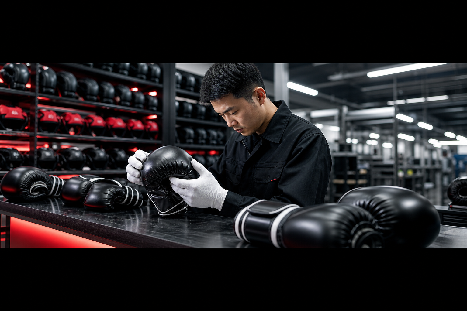 Quality inspection on boxing gloves production line