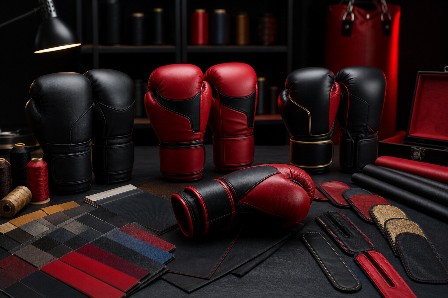 Custom boxing gloves with brand logo and colors